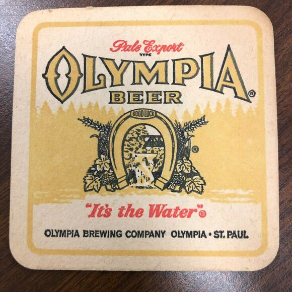 4 Vtg Olympia Beer Pale Export Beer Mat Coasters Square Paperboard 3 3/8" - Picture 2 of 5